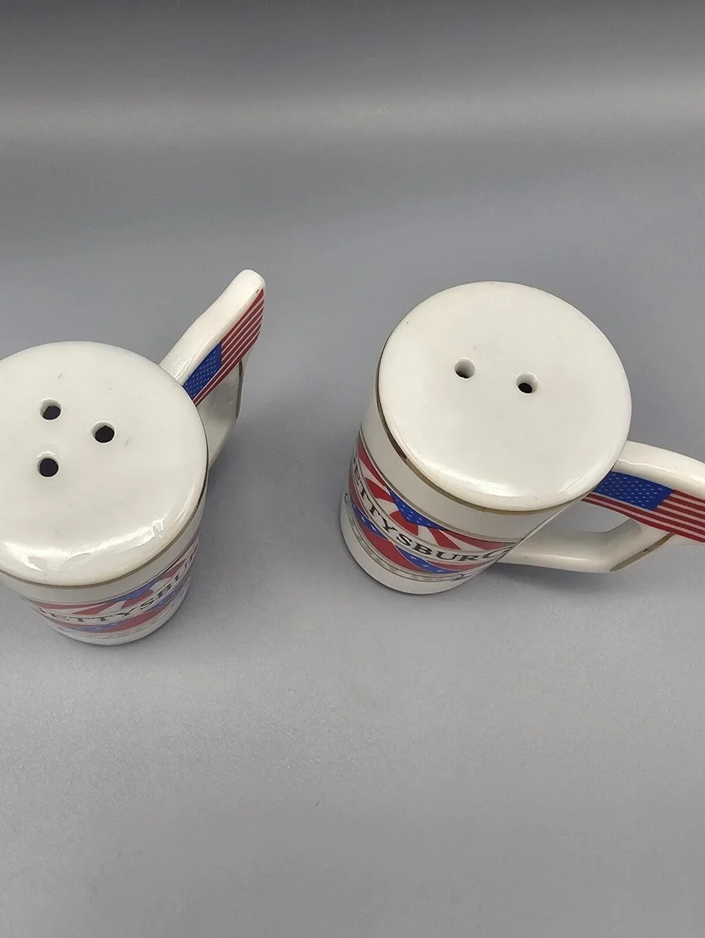 Gettysburg 13 July 1863 Ceramic Salt and Pepper Shaker Set with American Flag